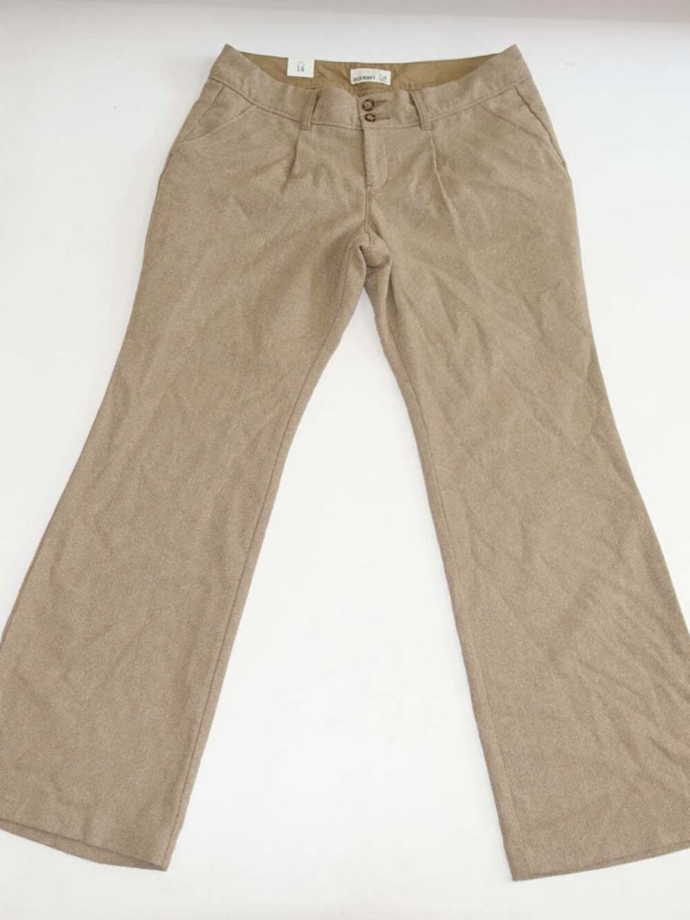 Old Navy Women's Mid Rise Trouser Pants Size 14 NWT Tan Brown 32" Inseam Slacks